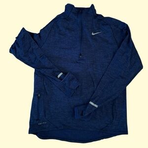 Nike Men's Blue Dri-FIT Quarter-Zip Jacket in Size Medium